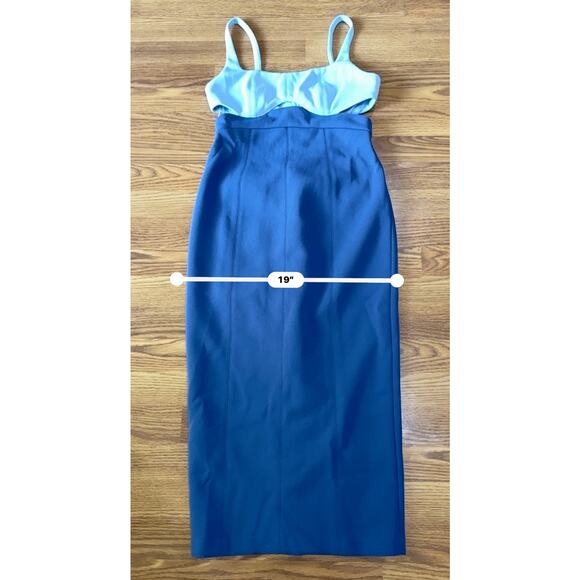 Misha blue Fernanda Two-Toned bodycon  Midi PArty Dress size L - Picture 6 of 12